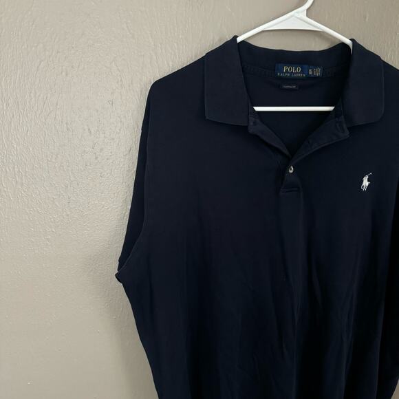 POLO Ralph Lauren Navy Blue Polo Button Up Short Sleeve Size XL standard cut - Picture 2 of 6